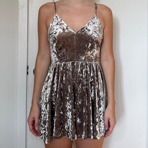 Urban Outfitters Champagne Velvet Romper